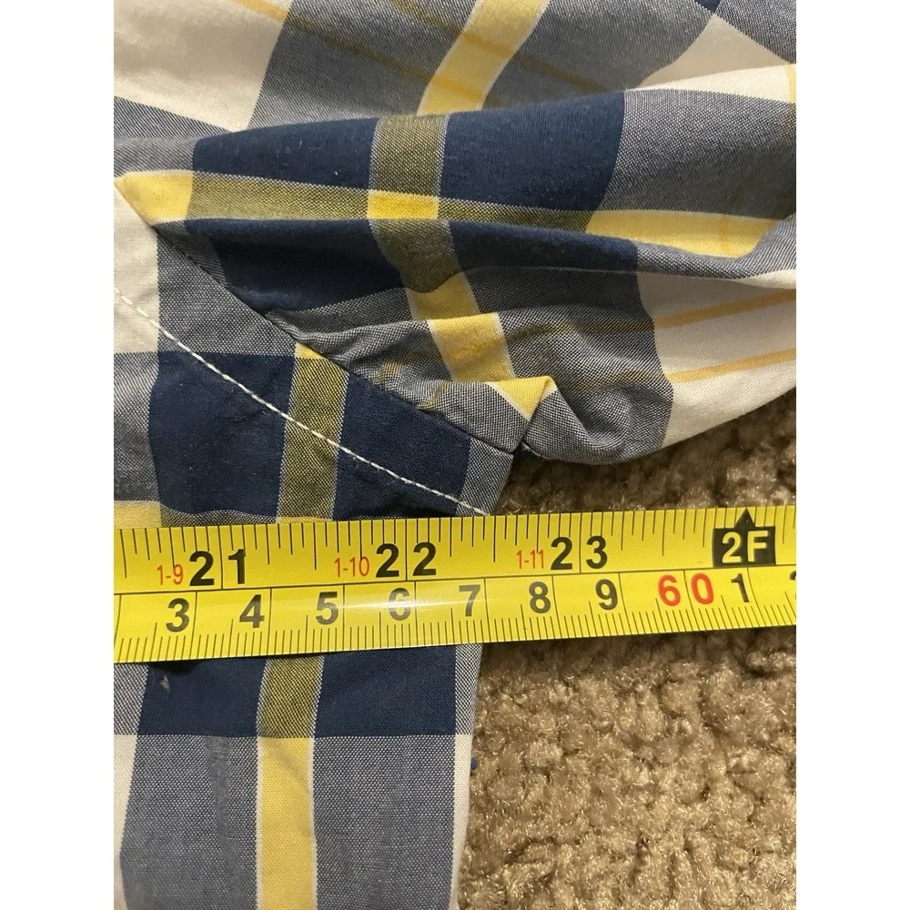 Banana Republic 078 Long Sleeve Button Down Shirt Blue Yellow Plaid Large JBHS